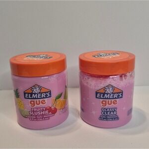 Elmer's Gue Slime 2 Pack 8oz Fruity Slushie Glassy Clear Pink Crunchy